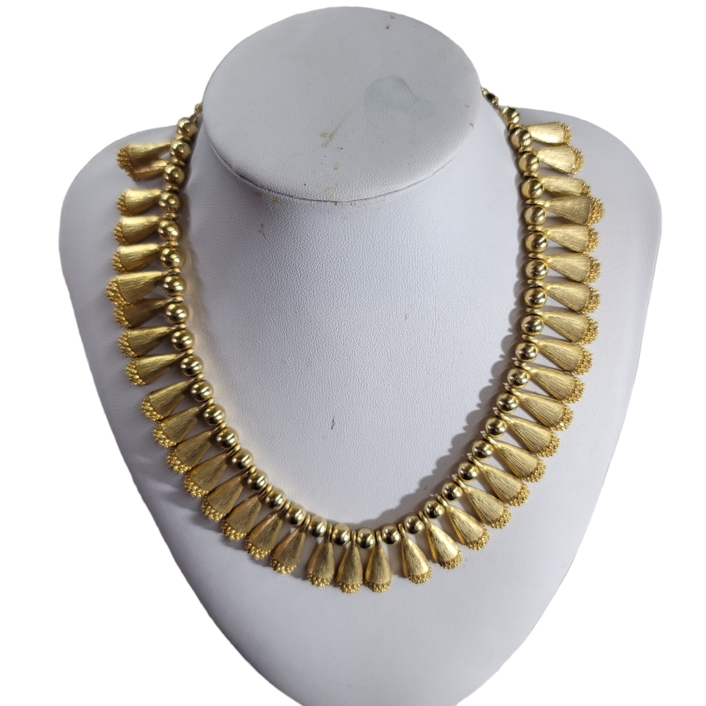 1960s "Gold" Egyptian Style Collar Necklace, Costume Jewelry